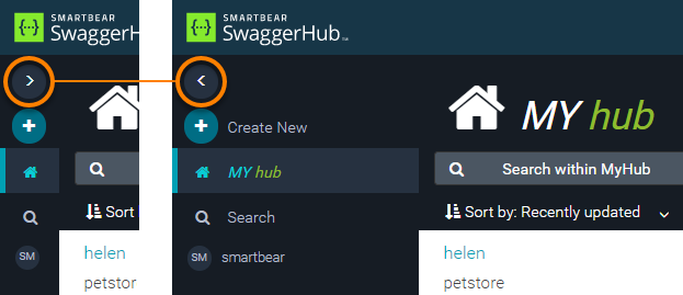 SwaggerHub sidebar