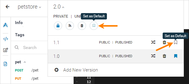 Changing the default version