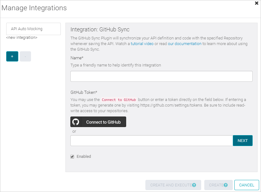 GitHub integration settings