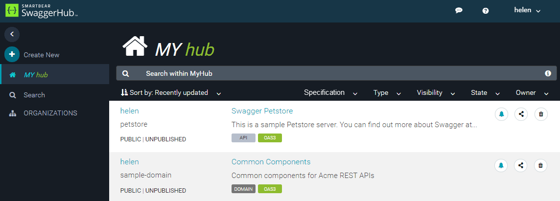 SwaggerHub API Explore page