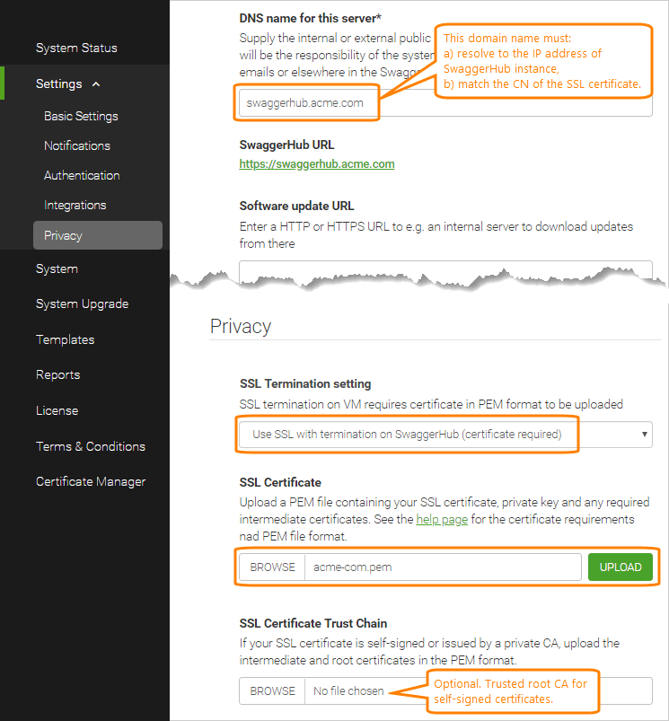 Installing SSL certificate