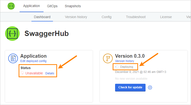 Status showing Unavailable