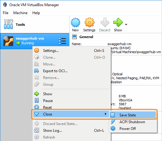 VirtualBox: Stopping a VM