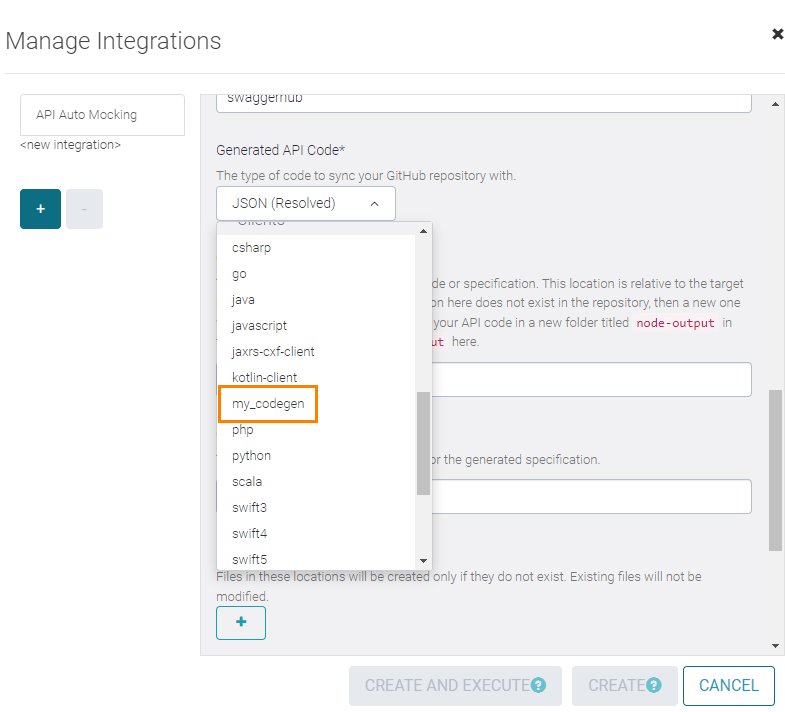 Custom code generators in source control integrations