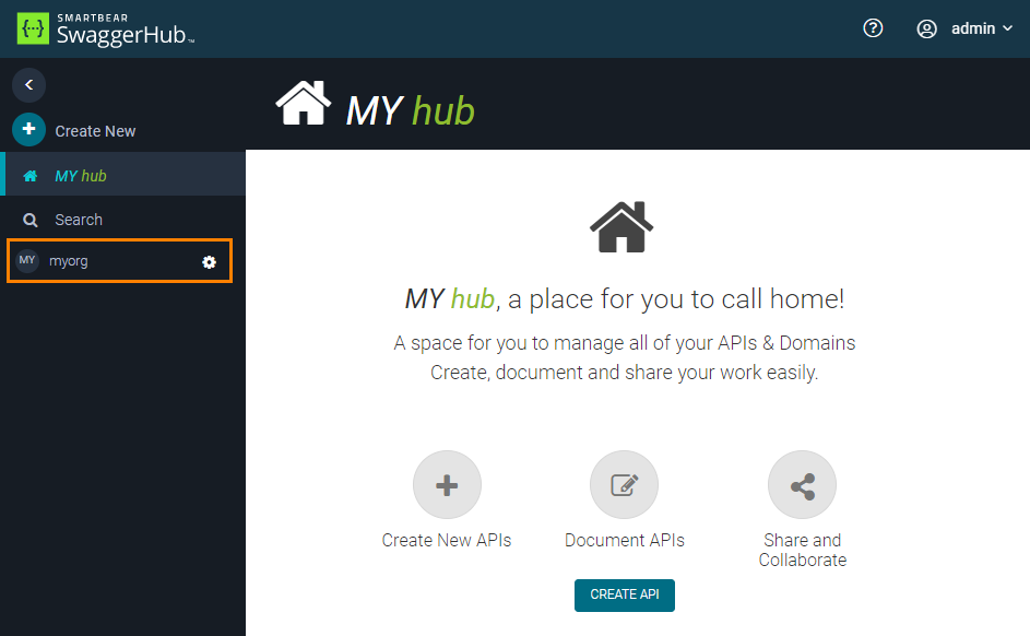Organization name in the SwaggerHub sidebar