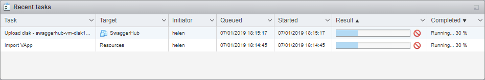 VM deployment progress
