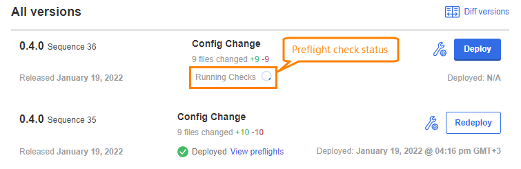 Preflight check status