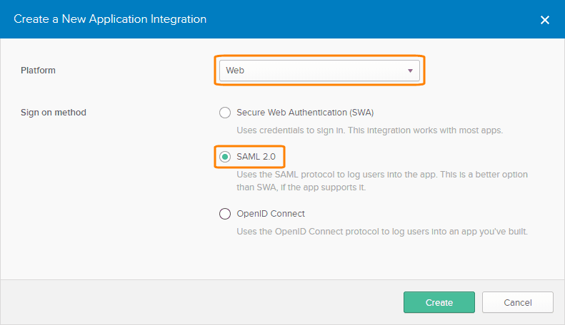 Creating a SAML 2.0 application in Okta