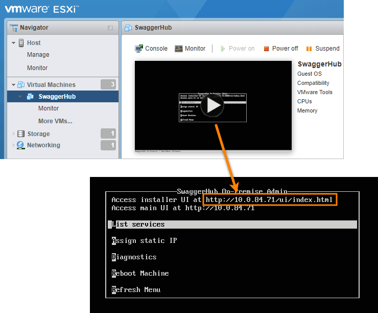 IP address of the SwaggerHub VM